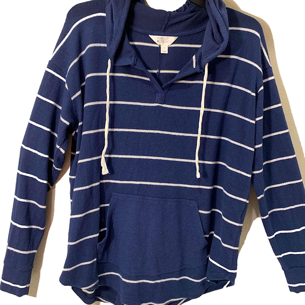 Lightweight Striped Throwover Sweatshirt